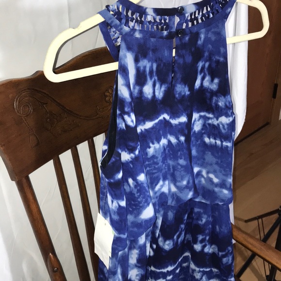 Classic Braid Anne Klein Shades of Blue Printed Dress, Fully Lined - Picture 6 of 6